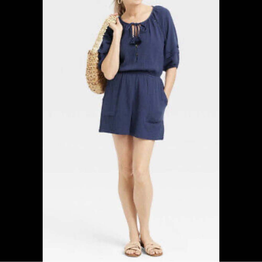 Knox rose blue gauze romper
